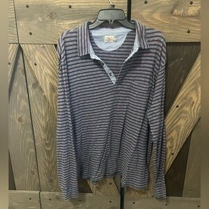 Faherty Blue Striped Long Sleeve Shirt